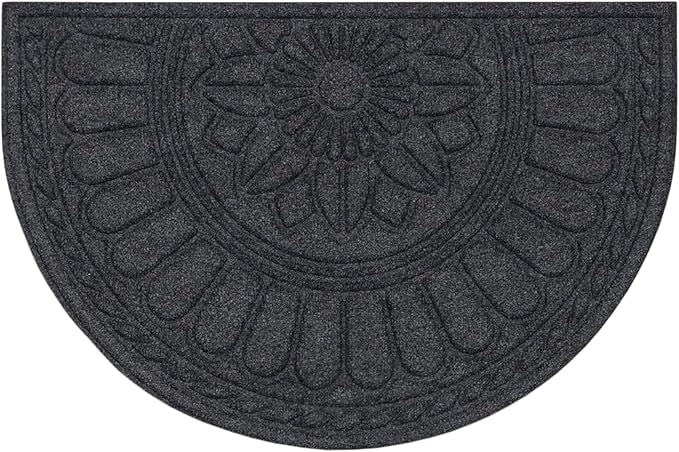 Mohawk Home Entryway Door Mat 2' X 3' All Weather Outdoor Non Slip Recycled Rubber Doormat, Rope Impressions Graphite