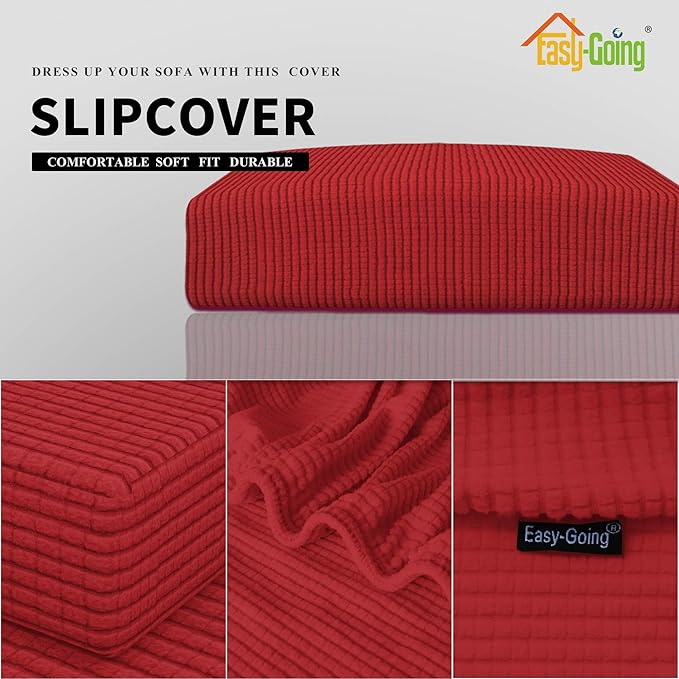 Easy-Going Stretch Cushion Cover Sofa Cushion Furniture Protector Sofa Seat Sofa Slipcover Sofa Cover Soft Flexibility with Elastic Bottom(Oversized Sofa Cushion, Christmas Red)