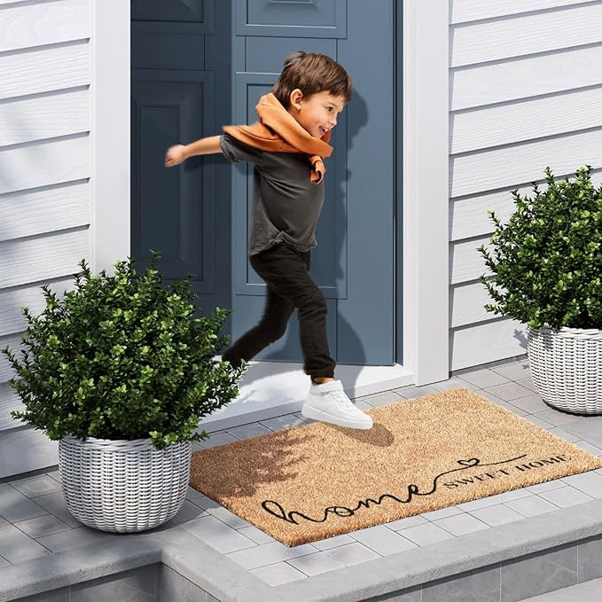 Barnyard Designs Doormat Welcome Mat for Outdoors, Large Front Door Entrance Mat, Brown (Home Sweet Home Script, 36x24)