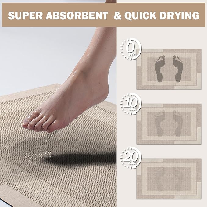 Extra Long Non Slip Bathroom Runner Bath Mat, Rubber Backing Ultra Thin Bath - Image 5