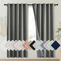 NICETOWN Grizzle Gray Vintage Linen 100% Blackout Curtains for Playroom, Thermal Insulated Curtains 72" Long, Noise Reducing Window Treatment Drapes for Laundry Room, 62" Wide Per Panel, Set of 2