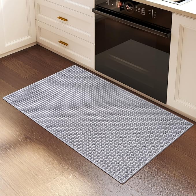 YDKGL 2x3 ft Indoor Door Mat Entryway Rug Non Slip Woven Washable Area Rugs Kitchen Mats for Floor, Front Entry Rug Entrance Doormat for Hall Porch Bathroom Kitchen Bedroom, Easy Clean, Gray 24"x36"