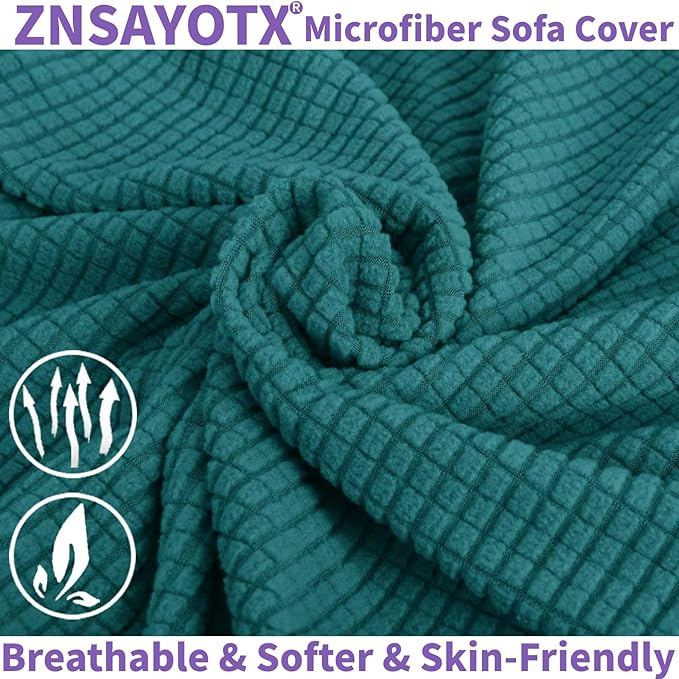 ZNSAYOTX Stretch Oversized Couch Cover Universal Sofa Covers for Living Room Dogs Pet Furniture Protector Spandex Extra Large Sofa Slipcovers with Anti Slip Foam Sticks (Peacock Teal, XL Sofa)