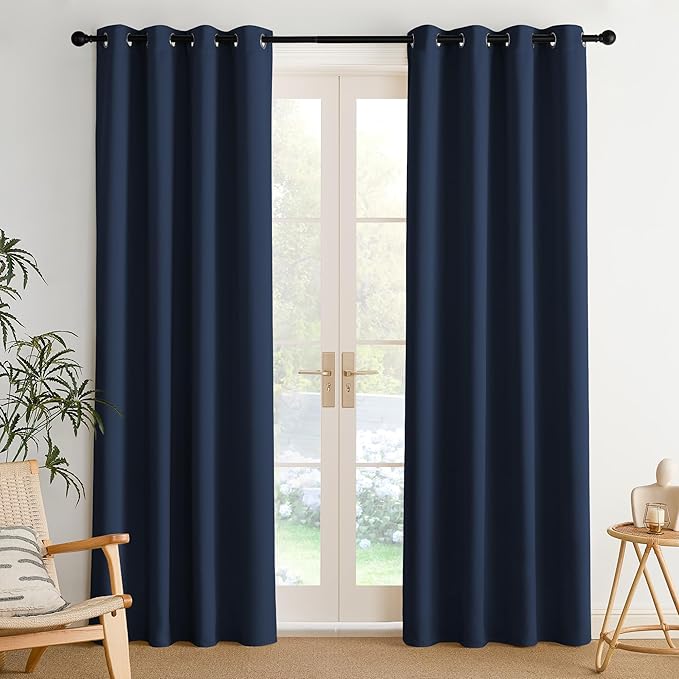 NICETOWN Room Darkening Draperies Curtains Panels, 2 Panels Navy Blue W52 x L84