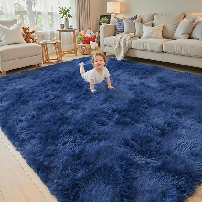 3x5 Rug, Bedside Preppy Dorm Area Rug, College Essentials Small Carpets for Bedroom, Anti Slip Living Room Rugs Home Decor (Royal Blue, 3 x 5)