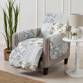Great Bay Home Reversible Patchwork Recliner Cover - Washable Slipcover Furniture Protector with Elastic Straps - Perfect for Kids & Pets - Box-Stitched Detail (Grey)