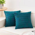 Pack of 2 Corduroy Decorative Throw Pillow Covers 18x18 Inch Soft Striped Pillow Covers Modern Farmhouse Home Decor for Sofa Living Room Couch Bed（Turquoise）