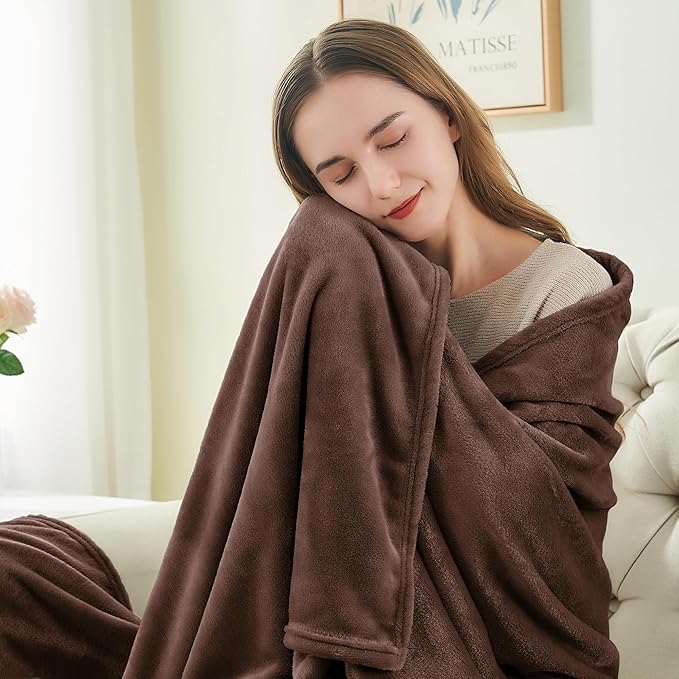 BEDELITE Fleece Blankets Queen Size Brown Throw Blankets for Bed, Luxury Plush Cozy Fuzzy Blanket 90x90 inches, Super Soft Warm Lightweight Throw Blanket All Seasons Suitable