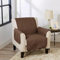Great Bay Home Reversible Chair Cover - Washable Slipcover Furniture Protector with Elastic Straps - Perfect for Kids & Pets - Quilted & Stitched Detail (Chocolate/Taupe)