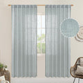 LAMIT 80 inch Linen Living Room Curtains, Faux Linen Textured Light Filtering Drapes Back Tab and Rod Pocket Boho Panels for Farmhouse/Bedroom, 2 Panels, 52 x 80 Inch, Greyish Blue
