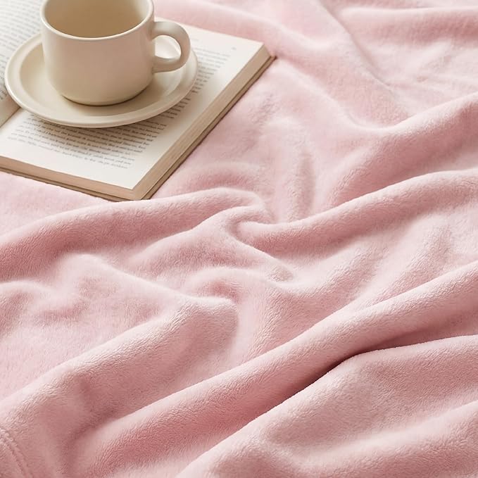 Bedsure GentleSoft Pink Throw Blanket for Couch - 300GSM Soft Cozy Fleece Blankets for Home Decor Gifts, 50x60 Inches
