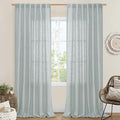 LAMIT Linen Curtains 108 Inches Long for Living Room, Back Tab and Rod Pocket Linen Textured Sheer Curtains Light Filtering Curtains for Boho Farmhouse, 2 Panels, 52 x 108 Inch, Greyish Blue