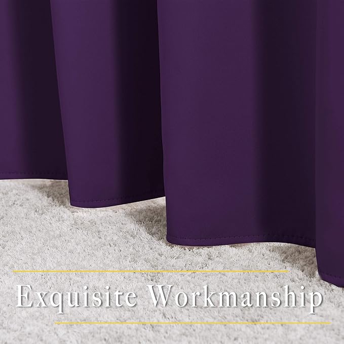 NICETOWN Blackout 102 inch Curtains for Living Room, Grommet Thermal Insulated Room Darkening Curtains for Bedroom/Living Room, 2 Panels, W52 x L102, Royal Purple