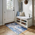 Washable Area Rugs 3x4 Non-Slip Modern Abstract Soft for Living Room Entryway Bedroom Nursery, Print Pattern, Blue Grey Navy Gray