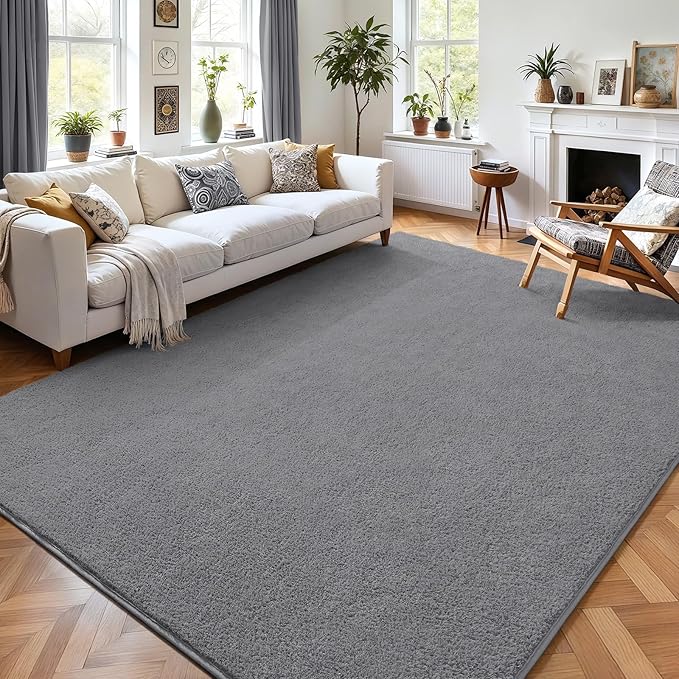 AROGAN Modern Shag Area Rug for Living Room, 5x7 Feet Washable Rugs for Bedroom, Indoor Floor Carpet, Plush Memory Foam Bedside Rug for Kids Girls Teens Low Pile Decor, Grey