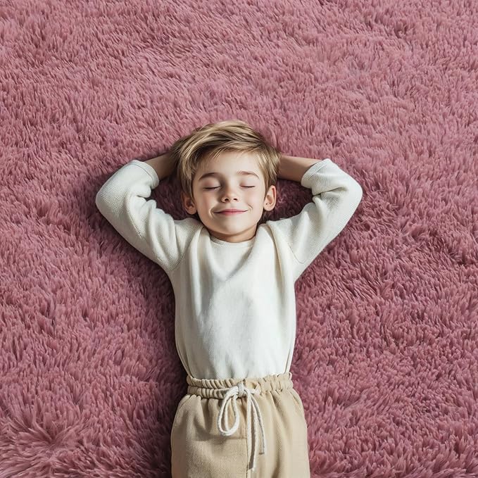 Area Rugs 9x12 Living Room, Shaggy Carpet Soft Plush Furry Bedside Rug Large Area Rugs for Bedroom Kids Girls Boys Home Decor Anti Slip(9 x 12, Blush)