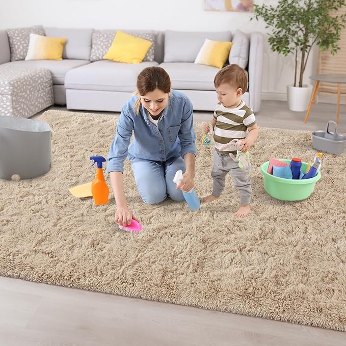 Chicrug Soft Area Rugs for Bedroom Living Room Plush Fluffy Rug 3x5 Feet, Shag Furry Area Rug Carpet Non Shedding for Nursery Children Kids Girls Room Home Decorative, Camel