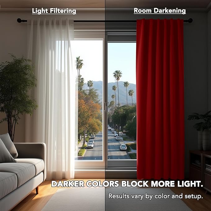 Deconovo Christmas Blackout Curtains, Thermal Insulated, W42 x L45 2 Panels, Back Tab, Machine Washable, Room-Darkening Drapes for Bedroom/Living Room Red