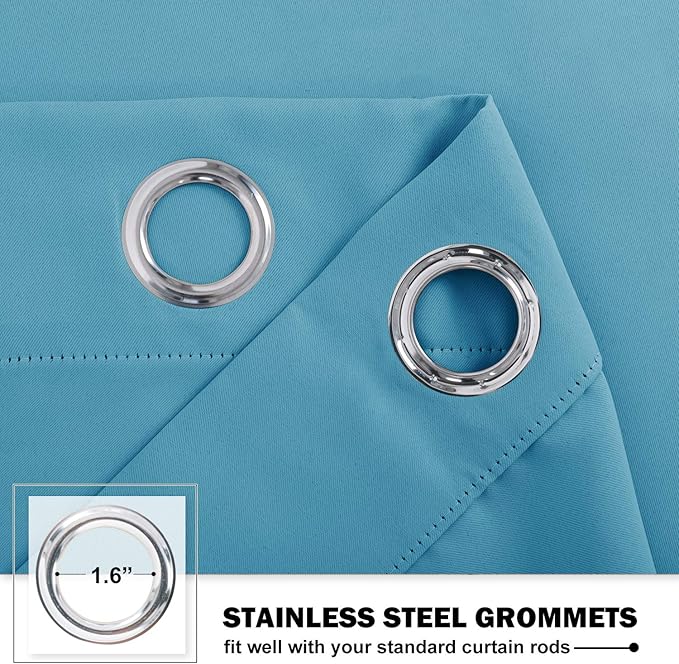 NICETOWN Thermal Insulated Blackout Window Curtains - Energy Efficient Home Decor Grommet-Top Short Curtains for Bedroom (42 by 36 1.2 inches Header, Teal Blue, 2 Packs)