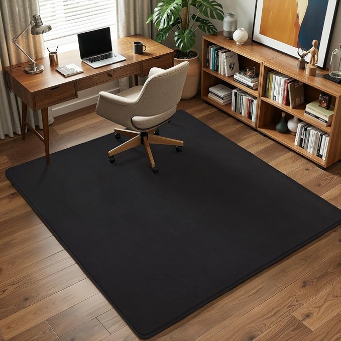 Amearea 4x4 Square Area Rugs for Bedroom Living Room, Modern Black Thickened Memory Foam Rug, Fluffy Indoor Washable Rug Non Slip Minimalist Carpet for Entryway Kids Boys Girls Dorm Nursery Room Decor