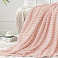 BEDELITE Fleece Blanket Twin Size – 3D Ribbed Jacquard Soft and Warm Decorative Fuzzy Blankets – Cozy, Fluffy, Plush Lightweight Throw Blankets for Couch, Bed, Sofa(Light Pink, 60x80 inches)