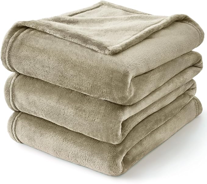 BEDELITE Fleece Blanket Oat Linen Throw Blankets for Couch & Bed, Luxury Plush Cozy Fuzzy Blanket 50x60 inches, Super Soft Warm Lightweight Throw Blanket for Travel Camping