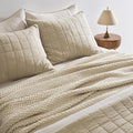 Chunky Chenille Knit Throw Blanket for Couch – Beige, 92" X 108"