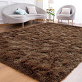 Goideal Fluffy Rug for Bedroom Living Room, 4x6 Brown Area Rugs, Faux Fur Shag Modern Carpet Ultra Soft Girls Boys Room Home Decor, Solid