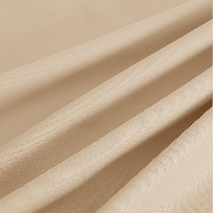 NICETOWN Room Darkening Draperies Curtains Panels, 2 Panels Biscotti Beige W52 x L90