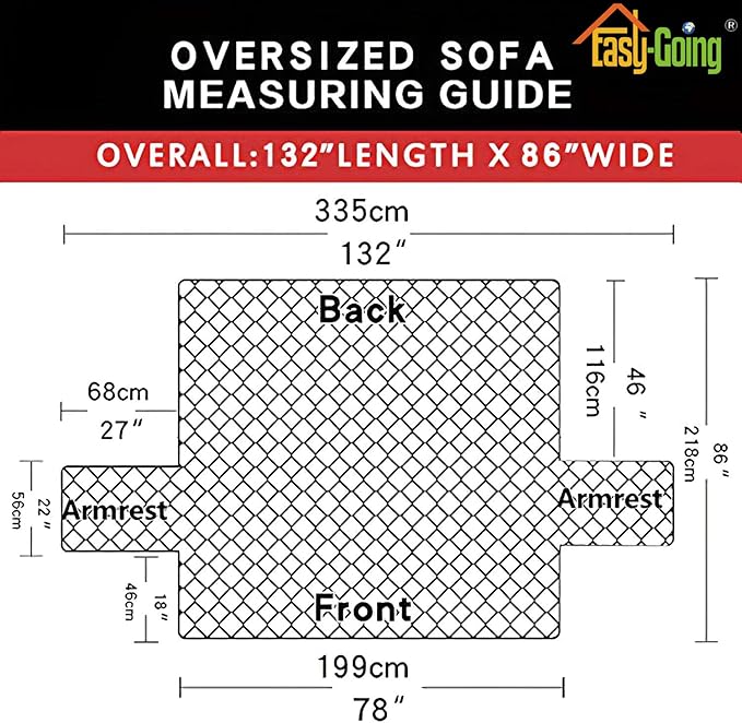 Easy-Going Reversible Oversized Couch Cover for 3 Cushion Couch Sofa Cover for Dogs Water Resistant Furniture Protector Cover with Foam Sticks for Pet (Oversized Sofa, Chocolate/Chocolate)