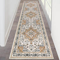 HEBE Hallway Runner Rug 2'x8' Washable Vintage Distressed Area Rugs Non Slip Laundry Rug Runner Boho Floor Carpet Runners for Hallways Entryway Laundry Room Kitchen Bathroom