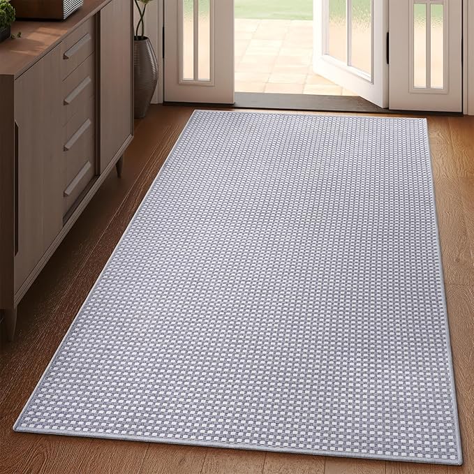 YDKGL 3x5 ft Area Rug Entryway Runner Rug Non Slip Washable, Boho Woven Kitchen Runner Rugs Door Mat Entry Rugs Carpet for Indoor Foyer Backdoor Hallway Floor Bedroom Living Room, Easy Clean, Gray