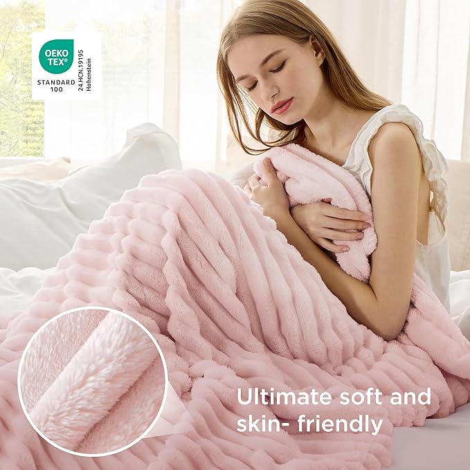 Bedsure GentleSoft Crystal Pink Fleece Blanket for Couch - Cozy Soft Blankets for Women, Cute Small Throws for Girls, 60x80 Inches