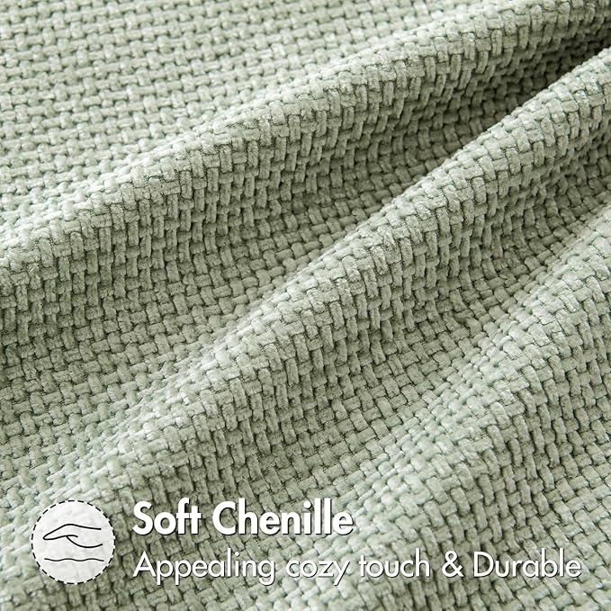 MIULEE Pack of 2 Couch Throw Pillow Covers 20x20 Inch Light Green Modern Boho Accent Decorative Pillow Covers Soft Chenille Farmhouse Cushion Covers for Home Decor Bed Sofa Living Room