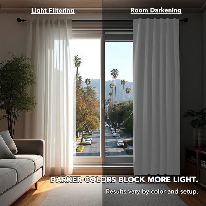 Deconovo Blackout Curtains, Thermal Insulated, W52 x L54 2 Panels, Back Tab, Machine Washable, Room-Darkening Drapes for Bedroom/Living Room Greyish White