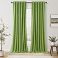 Guken 100% Blackout Curtains 90 Inch Length 2 Panels Set for Living Room Bedroom Back Tab Thermal Insulated Black Out Linen Drapes Room Darkening Lime Green,52x90