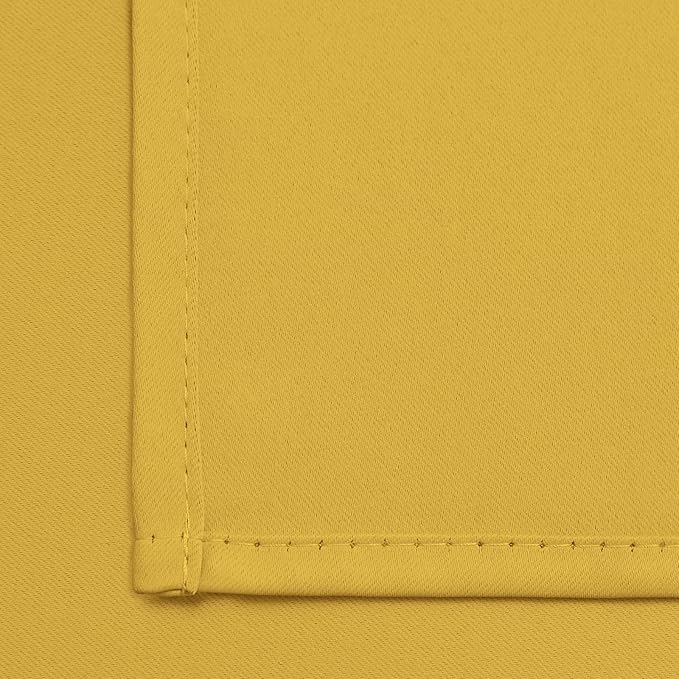 Yakamok 45 Inch Length Blackout Curtains for Bedroom, Room Darkening Thermal Insulated Grommet top Window Drapes for Living Room, 52 x 45 Inch, Mustard Yellow, Set of 2