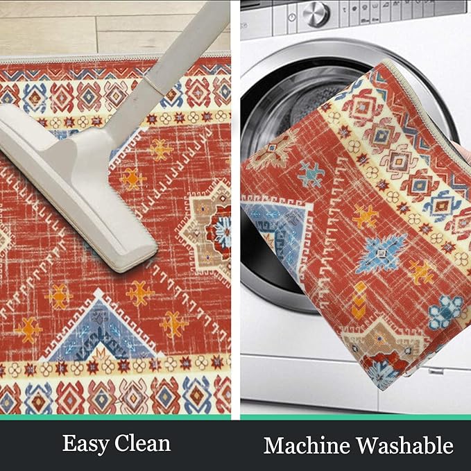 HEBE Boho Kitchen Rug Sets 3 Piece with Runner Non Slip Kitchen Rugs and Mats Washable Kitchen Mats for Floor Thick Kitchen Floor Mat Carpet Runner Rugs for Hallway Laundry Holiday Decor