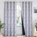 SimpleHome 100% Blackout Curtains for Bedroom, Floral Curtains 84 inches Long Purple Green Blue Drapes Grommet 2 Panels Set Leaf Patterns