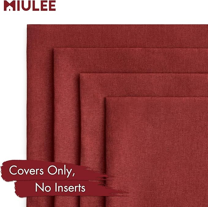 MIULEE Pack of 4 Decorative Solid Waterproof Throw Pillow Covers Linen Garden Farmhouse Cushion Cases for Outdoor Patio Tent Balcony Couch Sofa 16x16 inch Burgundy