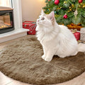 OLANLY Taupe Round Rugs for Bedroom - Machine Washable, 2 ft Circle Area Rugs for Living Room, Soft and Fluffy Shaggy Carpet for Teen Girl and Boys, Nursery Rooms, Dorms, Home Decor Aesthetic