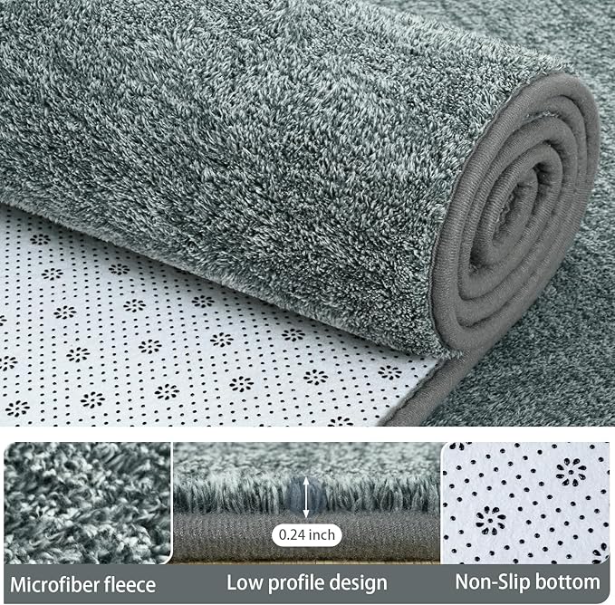AROGAN Washable 5×7 Living Room Rug, Modern Area Rugs with Soft Memory Foam for Bedroom, Minimalist Non-Slip Indoor Floor Carpet for Dining Room Office Kids Playroom Decor, Grey