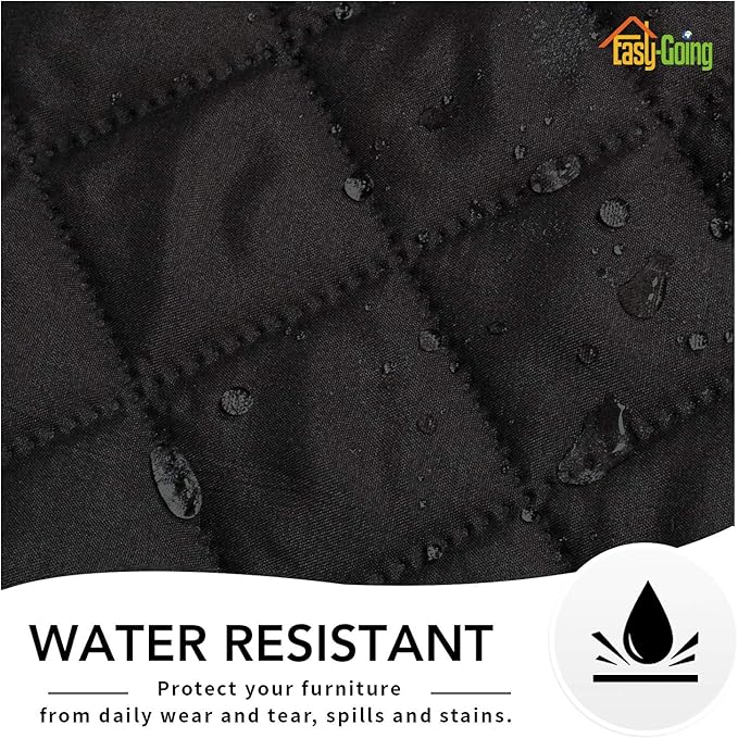 Easy-Going Oversized Recliner Cover Reversible Couch Cover Sofa Cover for Living Room Water Resistant Furniture Protector with Elastic Straps for Pets Dog (Oversized Recliner, Black/Beige)