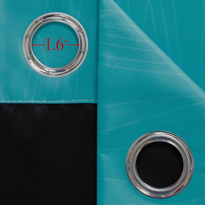 Teal and Purple Gradient Curtains 63 Inch Length 2 panels, Ombre and Wavy Line Pattern Blackout Curtains for Kids Room, Full Light Blocking Thermal Insulated Grommet Drapes for Bedroom, 42x63 Inch