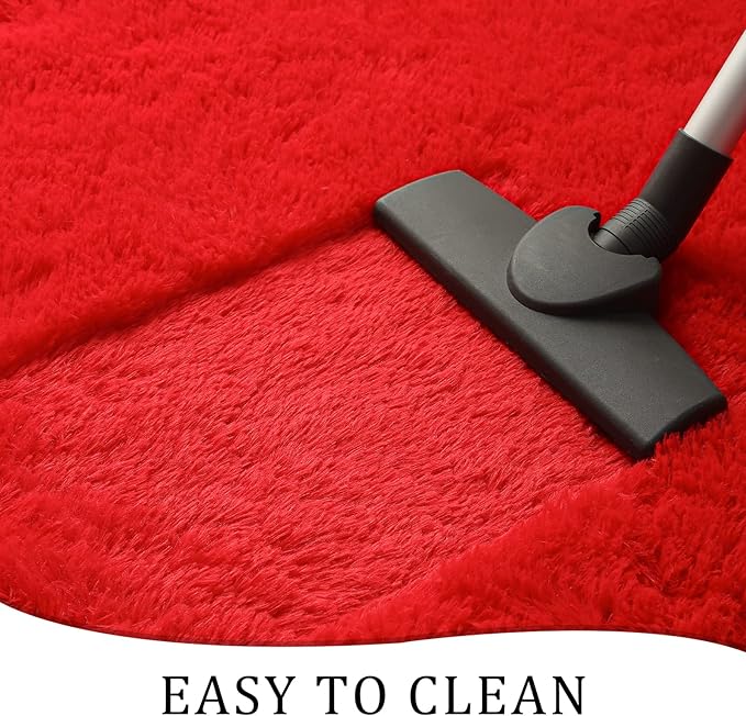 Chicrug Soft Area Rugs for Bedroom Living Room Plush Fluffy Rug 9x12 Feet, Shag Furry Area Rug Carpet Non Shedding for Nursery Children Kids Girls Room Home Decorative, Red