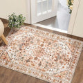 SERISSA Boho Rugs for Entryway, 2x3 Peach Cream Entryway Rug Non-Slip Washable Small Area Rug, Ultra Soft Vintage Low-Pile Indoor Door Mat Floor Carpet for Entrance Bedroom Kitchen Bathroom