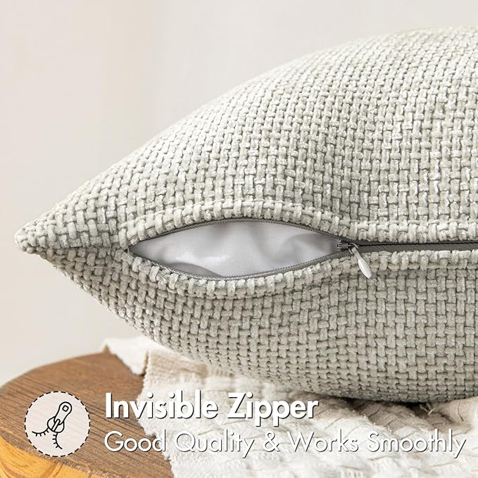 MIULEE Pack of 2 Couch Throw Pillow Covers 20x20 Inch Grey-White Modern Boho Accent Decorative Pillow Covers Soft Chenille Farmhouse Cushion Covers for Home Decor Bed Sofa Living Room