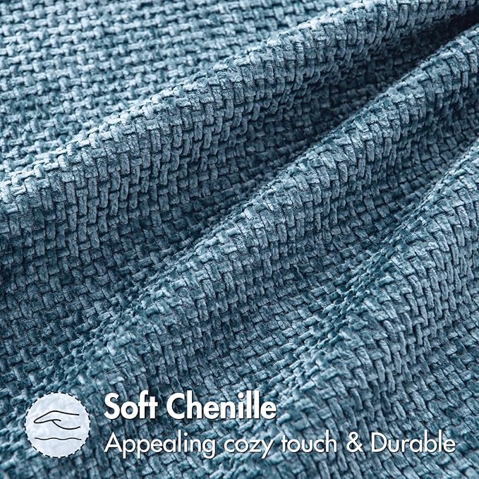 MIULEE Pack of 2 Couch Throw Pillow Covers 18x18 Inch Coastal Blue Modern Boho Accent Decorative Pillow Covers Soft Chenille Farmhouse Cushion Covers for Home Decor Bed Sofa Living Room