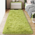Soft Runner Rugs for Bedroom Hallways, 2x6 Grass Green Fluffy Shag Throw Area Rug Non Slip for Bedside Dorm, Long Shaggy Furry Carpet for Nursery Living Room