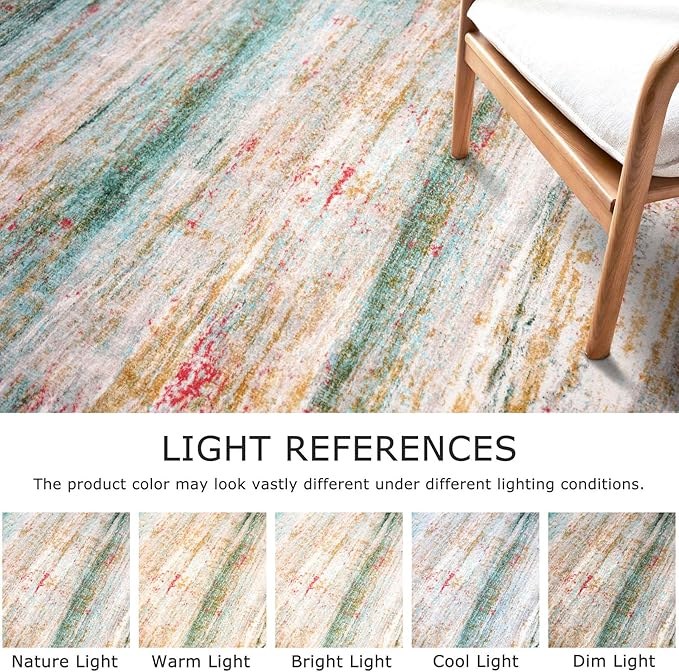 KOZYFLY Modern Abstract Kitchen Runner Rug, 2x6 Washable Rug Runner Non-Slip Soft Hallway Runner Rugs, Green Print Carpet Runner for Entryway Bathroom Laundry Room Foyer